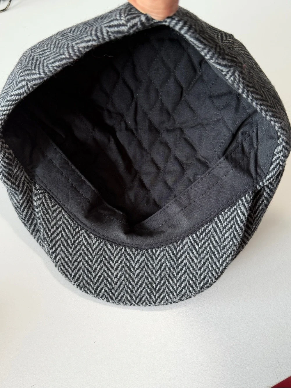 Dorfman Pacific Men’s Classic Herringbone Ivy Cap XL Wool Blend Gray White